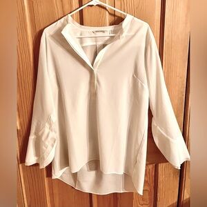 Soft Surroundings Elegant White Women Top Sheer Petite Large Loose Coastal Gift